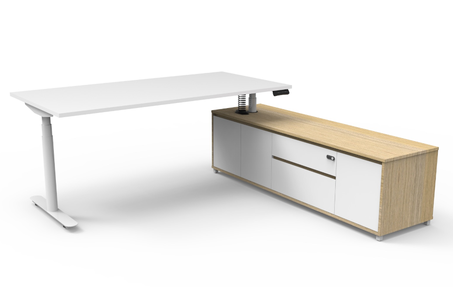 Natural Oak Cabinet, White Top With White Frame